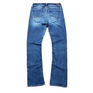 BKE Jeans Women 29 Blue Low Rise Bootcut Buckle Pants Light Wash Distressed